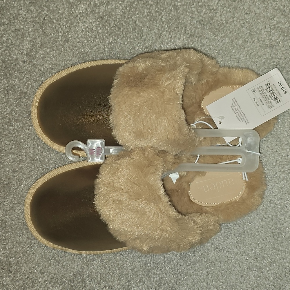 Fuzzy Tan Slippers
